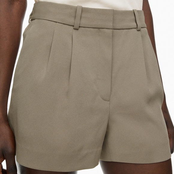 Aritzia Babaton 3" Pleated Mini Short, Felted Taupe, Summer 24, NWT, Sz 4 - Picture 2 of 16